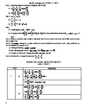 Đề ôn tập học kỳ I Toán 7  Số 3